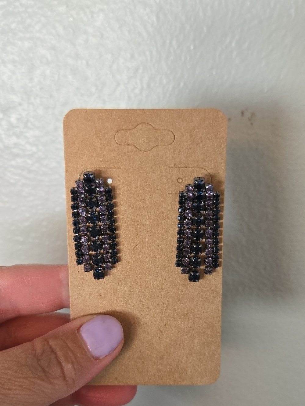 Navy Gem Dangle Earrings